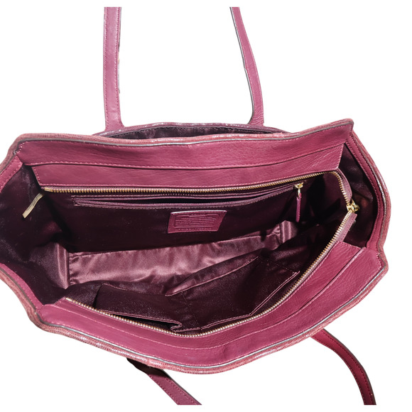 VTG Coach Taylor Leather Carry All Satchel Burgundy Gold No. 13820--F23905 EUC - Picture 6 of 12